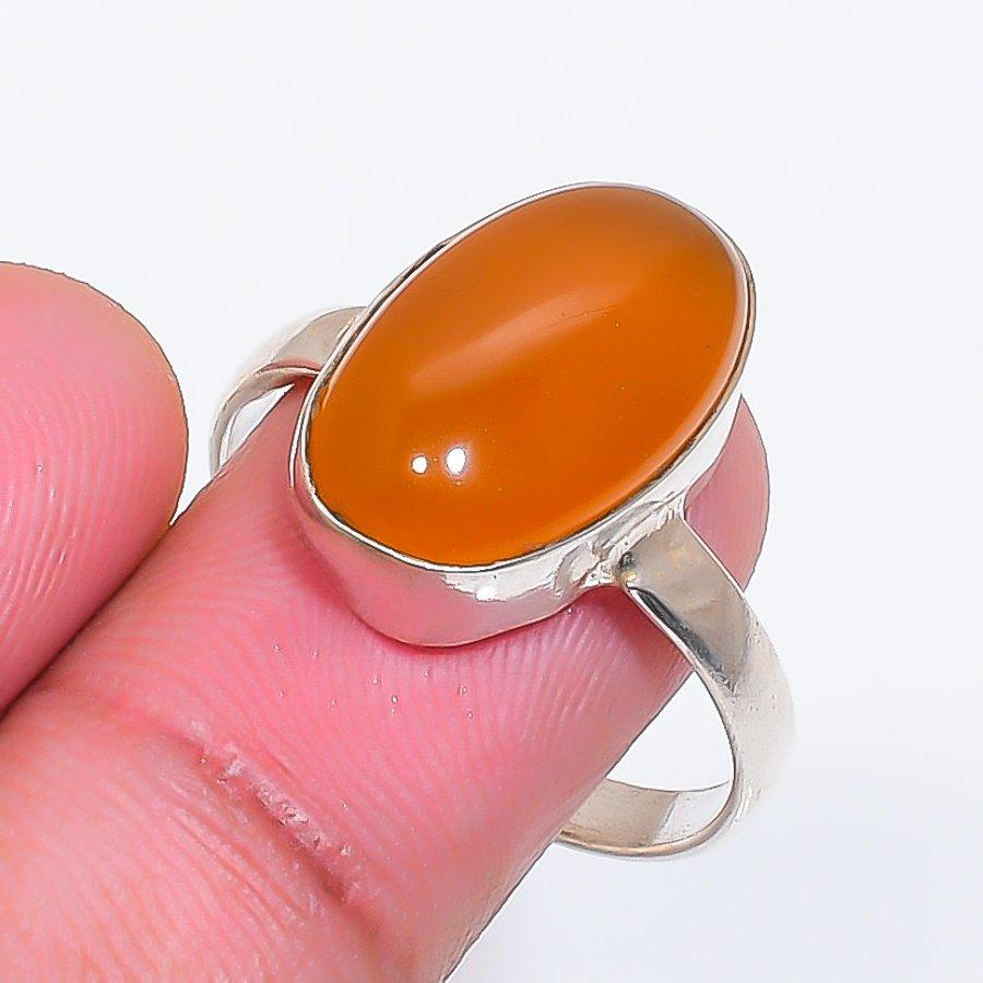 Natural Carnelian Gemstone Handmade 925 Sterling Silver Jewelry Ring Size 9 ZS-1554