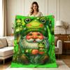 Soft Warm Flannel Blanket with Cute Gnome Frog Mushroom Print All Season Use for Sofa Couch Bed Office Living Room Cozy Throw Blanket for Indoor Outdo