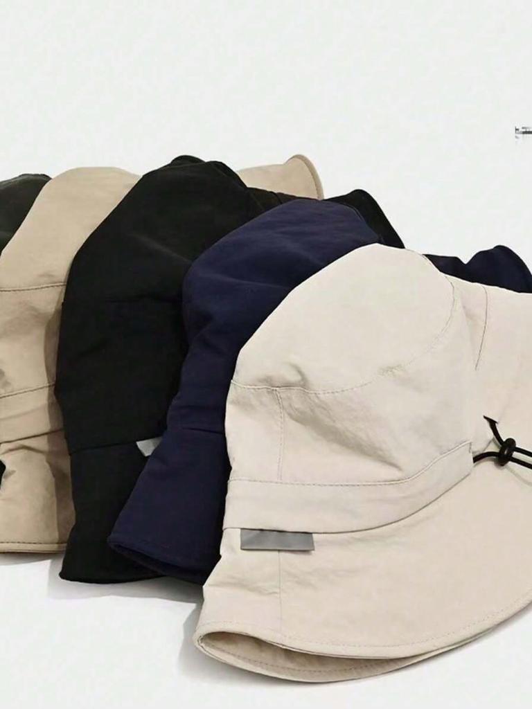 Outdoor Hiking Unisex Lightweight Waterproof Foldable Wide Brim Bucket Hat With Drawstring (Drawstring Color Sent Randomly)