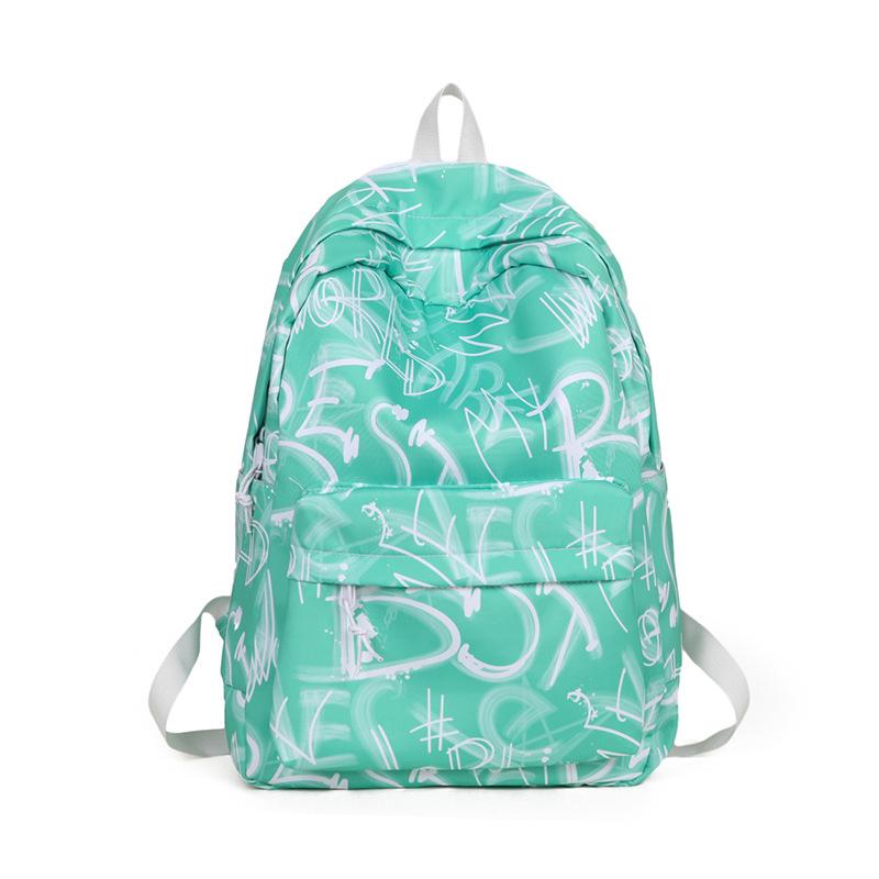 

Студенческая школьная сумка, большой вместимости, рюкзак, женский рюкзак с рисунком граффити зелёный