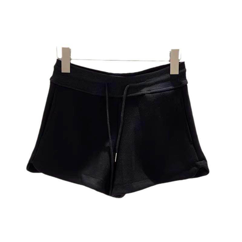 Shorts de Outono de Cintura Alta Estilo Street com Fenda e Cordão