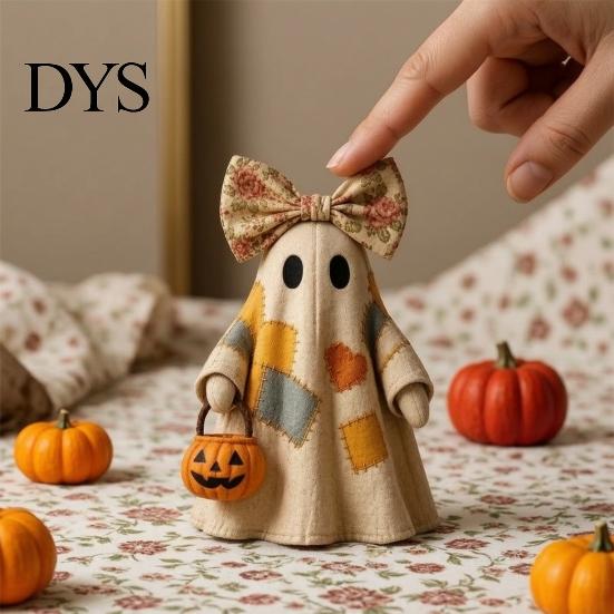 Desktop Haunted House Accents Patchwork Halloween Wooden Flat Ornaments, Skeleton Pumpkin Mummy Festival Showcase Ornaments Ghost Tabletop Decor,