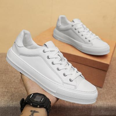 Herren Freizeitschuhe aus echtem Leder, leicht, atmungsaktiv, vulkanisierte Herrenschuhe, Jugend-Teenager-Sneaker mit Schnürung, Outdoor-Schuhwerk