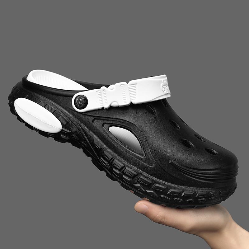 Summertime Mens Thick Soled Anti-Skid Breathable Toe-Cap Sandal Shoes Daily Beach Slide Shoes Outside Graden Clogs Stylish Slide Shoes