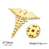 Dawapara Caduceus Symbol Brooch Pin Medical Symbol Accessories Travelers Talisman Graduation Gift Stainless Steel Jewelry