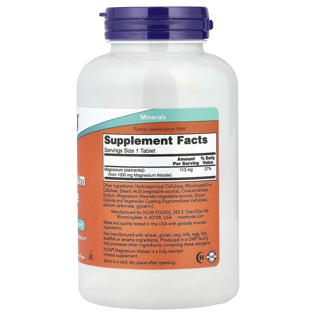 Magnesium Malate, 1,000Mg, 180 Tablets