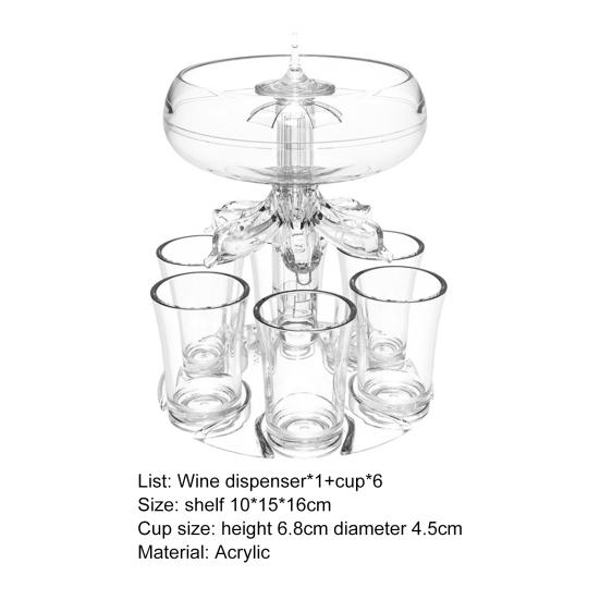 1 Set Beverage Dispenser Food Grade Shatterproof Acrylic 6 Shot Wine Dispenser