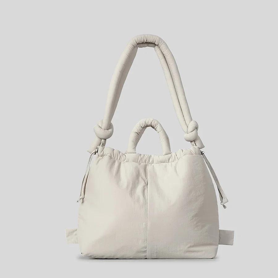 Casual Nylon Purses and Handbags Quilted Women Shoulder Bag Cotton Padded Backpack Drawstring Tote Bags for Women Shopper Clutch
