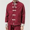 Kragenschnallenjacke Orientalisches Kung-Fu-Hemd aus Baumwolle für Herren, Freizeithemd, Stehkragen, Langarmshirts, traditioneller chinesischer Retro-Mantel