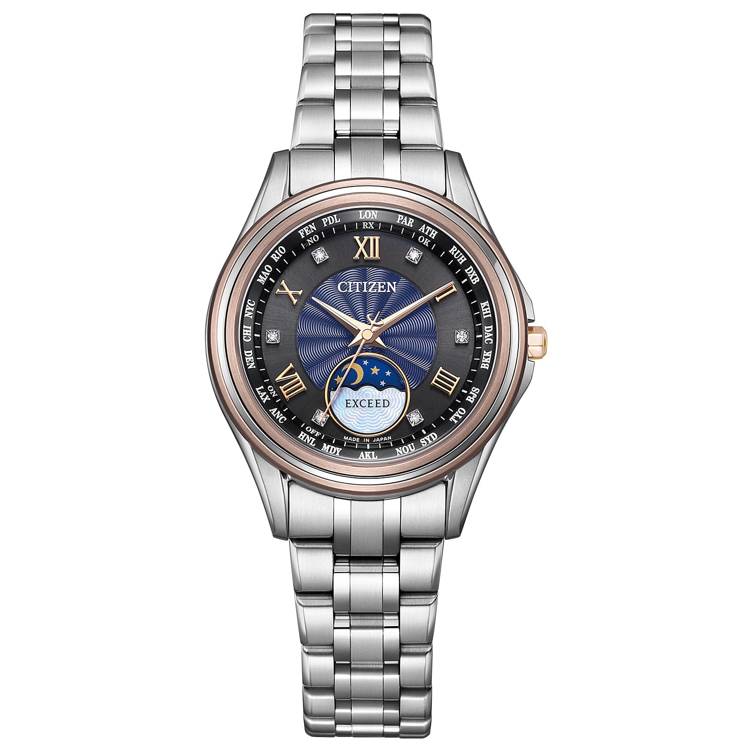 

Exceed Light Powered Eco Drive Radio Watch Waterproof Couple Limited Pair Model Black Blue Silver [Citizen] Good Day EE1016-66F Women s
