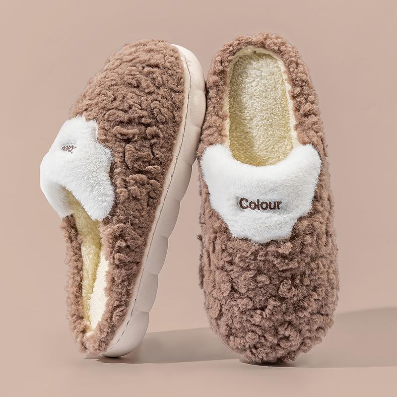 Cotton slippers women's winter cute home use spring and autumn indoor non-slip home warmth winter plush men
