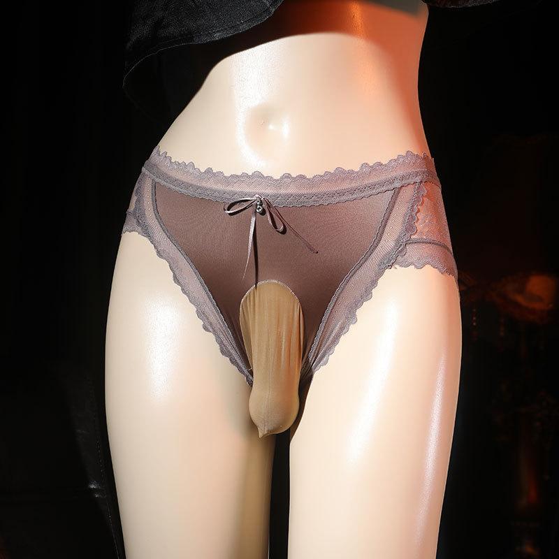 French men's lace briefs low belt jj cover temptation large size silk slippery free hot panties