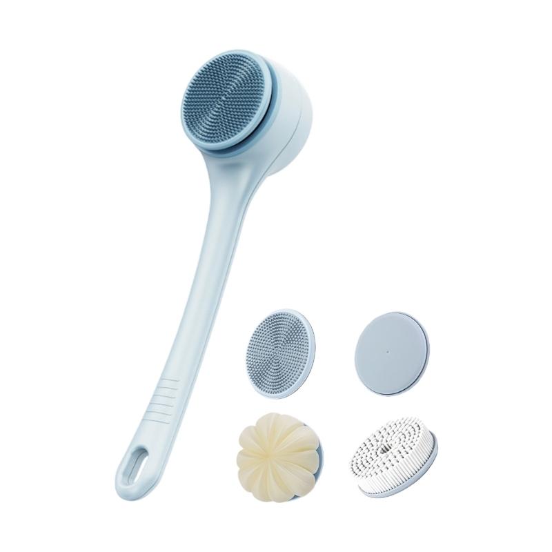 

Two Speed Electric Shower Brush with Detachable Heads Electric Body Brush Back Scrubber with 4 Brush Heads Easy to Use синий