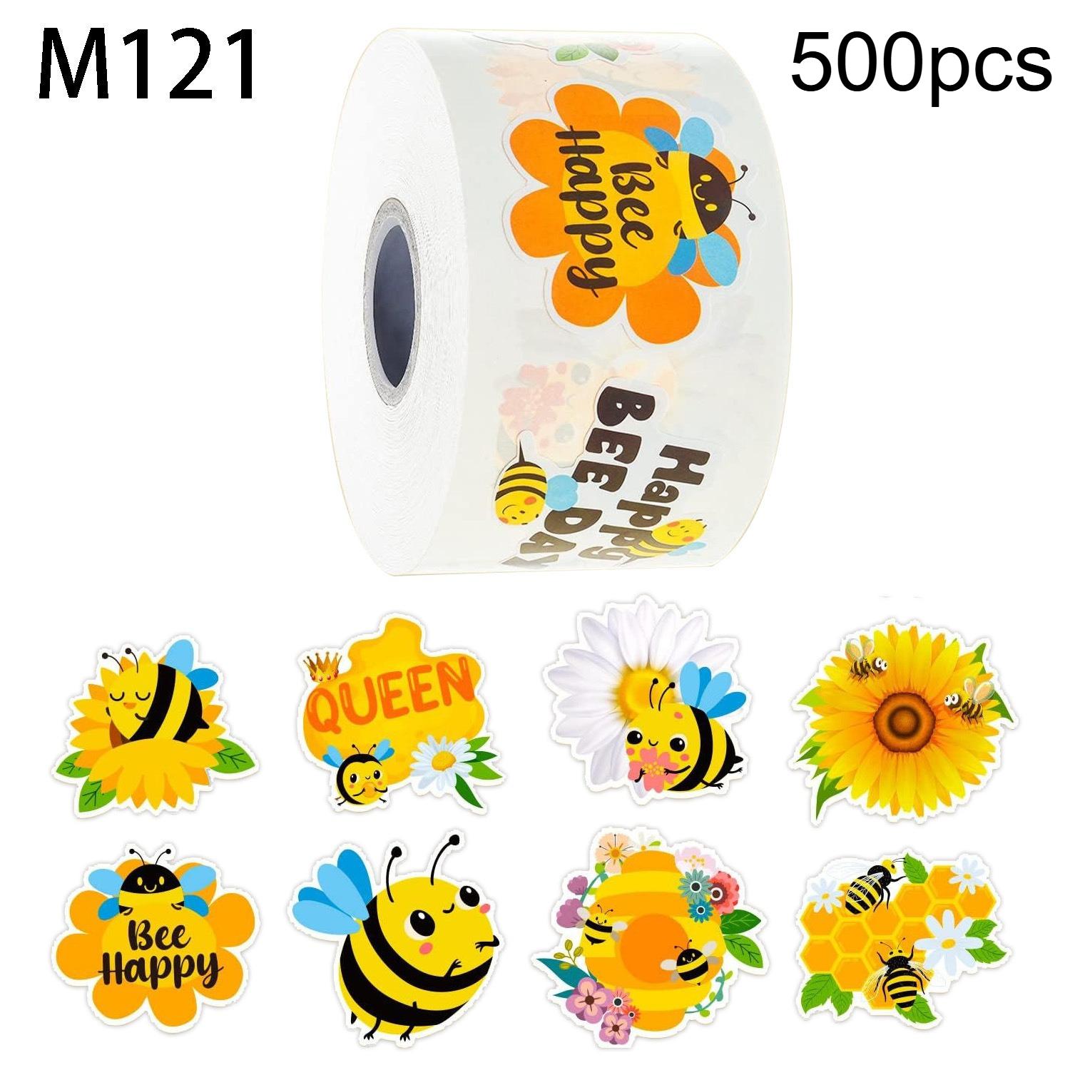 

500pcs/1Roll 2.5cm/1inch Yellow Bee Flower Shaped Stickers Decoration Gift Box Sticker Label Stationery Stickers Scrapbook Decor 2.5cm