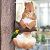 Resin Bird Feeder Cute Art Statue Multi Functional Animal Figurines  Drinking Water