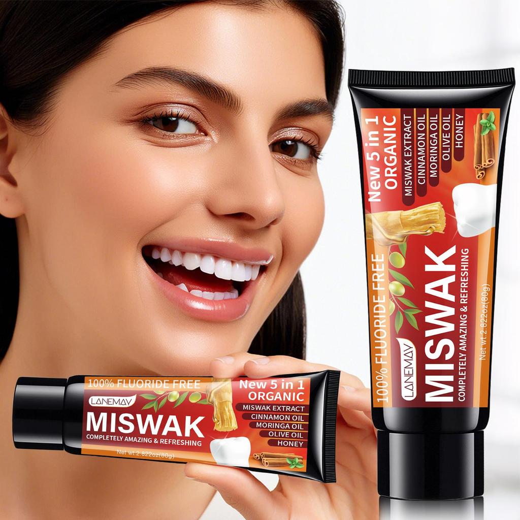 Miswak Toothpaste with Herbal Formula - Deep Cleaning Teeth and Reduce Teeth Stains By Brush, Prevent Tartar Buildup,80g