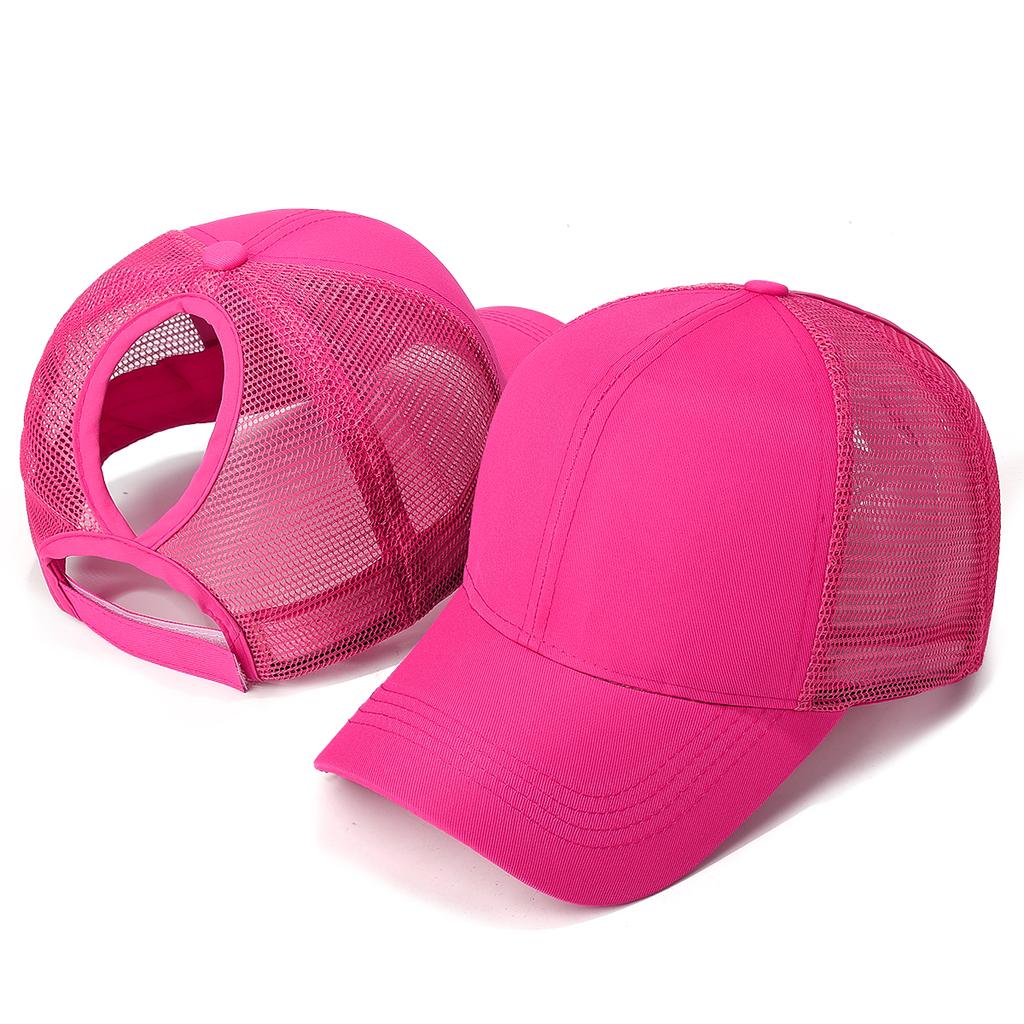 New Ponytail Hole Baseball Cap Solid Summer Fashion Leopard Print Mesh Hat Women's Personalized Velcro Adjustable Hat
