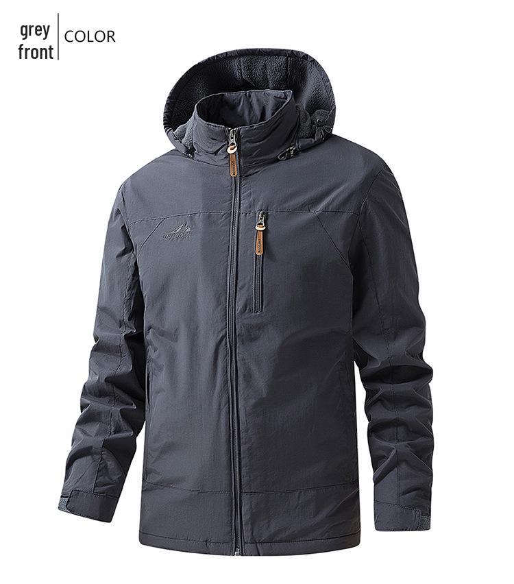 Men's Outdoor Fleece-Lined Windproof Waterproof Jacket
