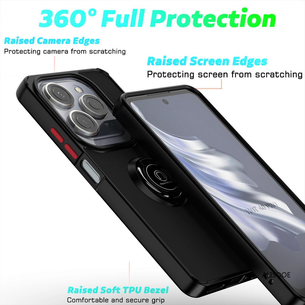 Armor Holder Funda for Tecno Spark 20 Pro Case Magnetic Ring Stand Cover for Infinix Hot 40 Pro Full Protective Shockproof Cover