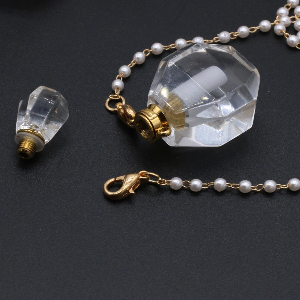 1 bucă piatră naturală de modă cuarț transparent sticla de parfum pandantiv perle coliere cu lanț pentru femei articole de bijuterii de nuntă