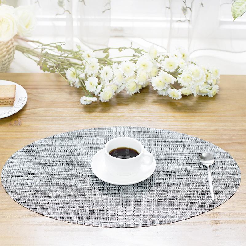 Oval pvc placemat dining table insulation mat bamboo pattern European hotel western food mat non-slip table mat