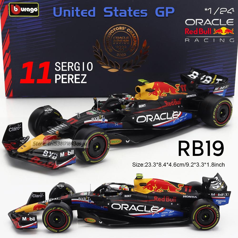 

Bburago 1:24 F1 2023 Red Bull RB19 Miami Station #1 Vestappan #11 Perez Alloy Car Model Crafts Decoration Collection Toy Tools