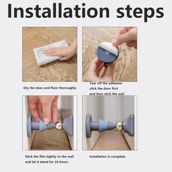 Magnetic Door Stopper Wall Protector Adhesive No Drilling Anti-collision Floor Mount