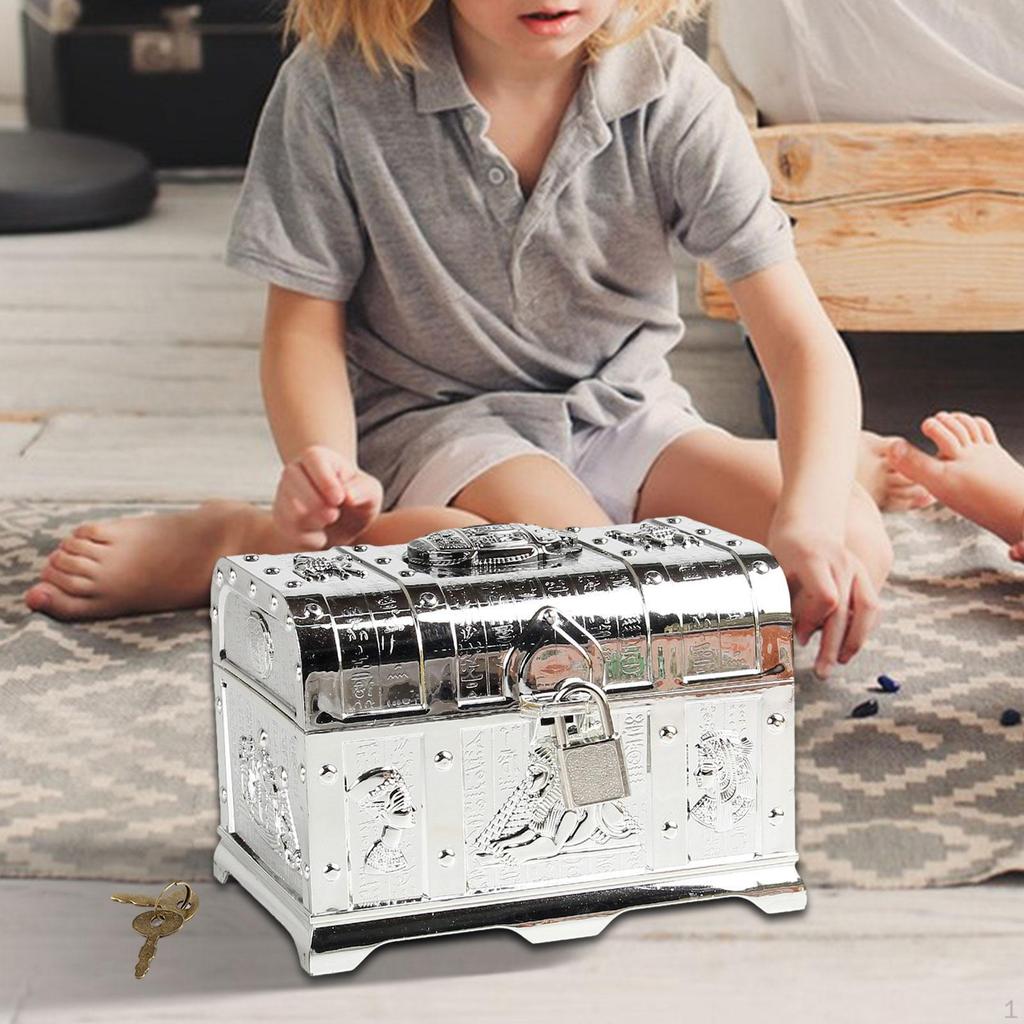 Treasure Chest Box for Kids Adventurous with Lock Pirate Halloween
