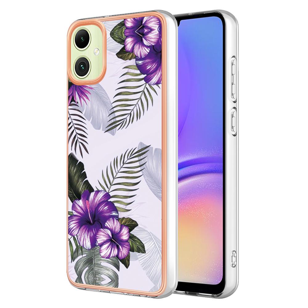 For Samsung Galaxy A05 4G Case with IMD Marble Flower Pattern TPU Mobile Back Cover
