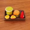 Miniature Dollhouse Food Set: Burger, Cola, Fries, Egg Tart & Plate