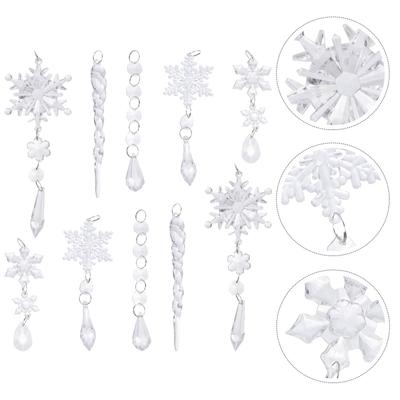 Weihnachtsdekoration Transparente Acryl Schneeflocke Eispickel Baumhängeornamente Girlandendekorationen Dekore Accessoires