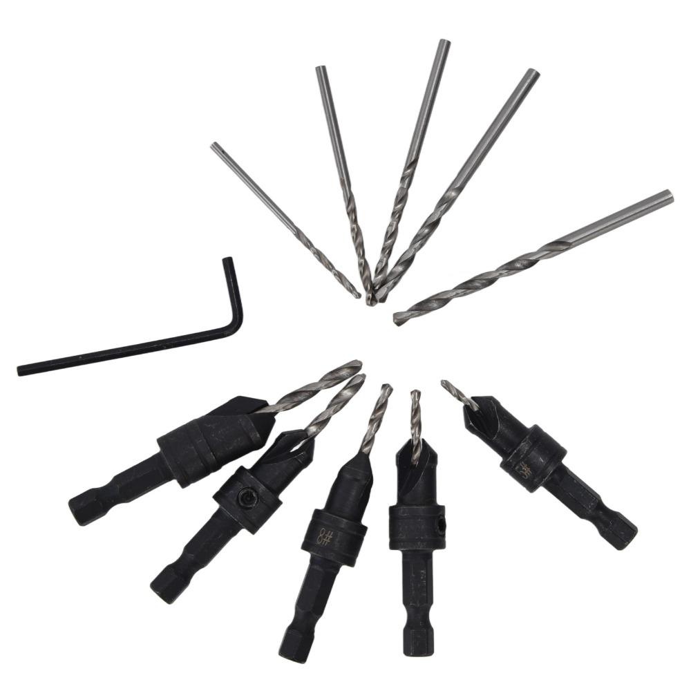 11pcs Depth Adjustable Counterbore Drill Bit Set Quick Change Chamfer Drill Bit Set Carpentry
