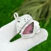 Natural Rhodonite Gemstone Pendant Pink 925 Sterling Silver Indian Jewelry