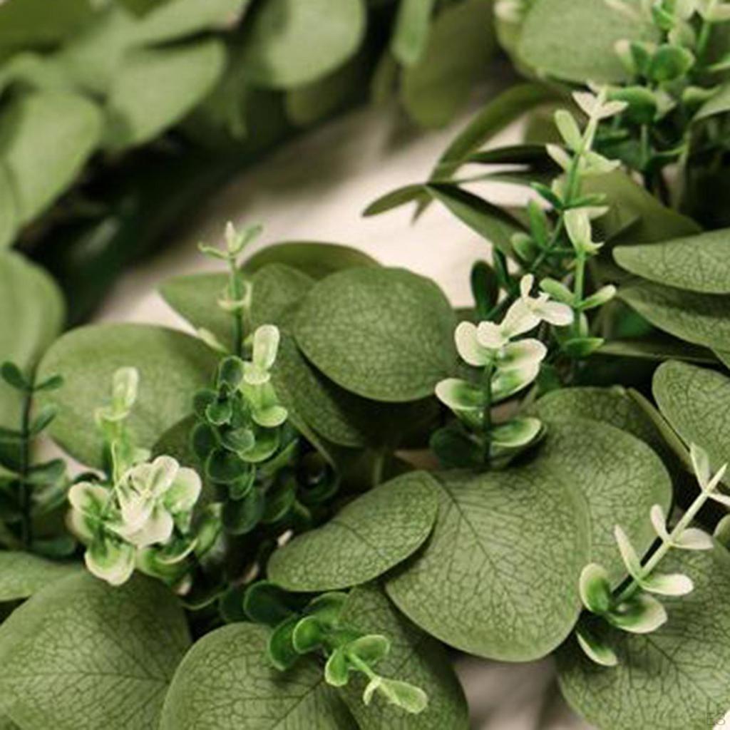 17-calowy sztuczny wieniec z zielonymi liśćmi i kwiatami, wiejski zielony wystrój na drzwi wejściowe