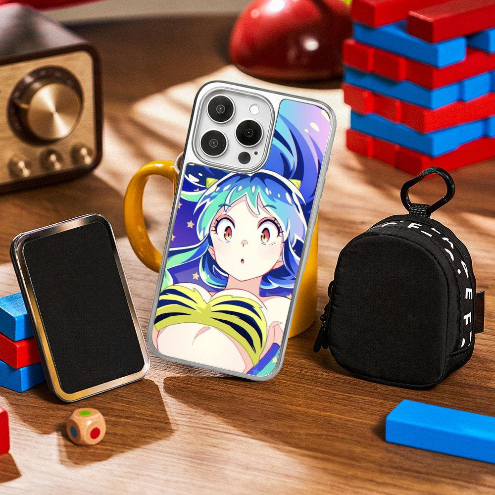 Classic Girl Yatsura LUM Classic Anime Phone Case for iPhone 16 15 14 13 12 11 Pro Max Sheepskin Silver-edged Protective Case