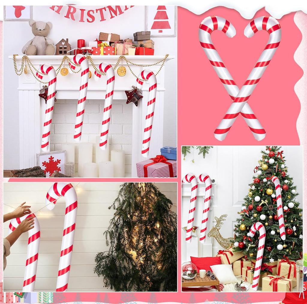1/10x Grandi Bastoncini di Zucchero Gonfiabili Decorazioni per Feste di Natale da Interno/Esterno Decorazioni per Giardino Bastoncini di Zucchero Gonfiabili Pendenti per Albero di Natale