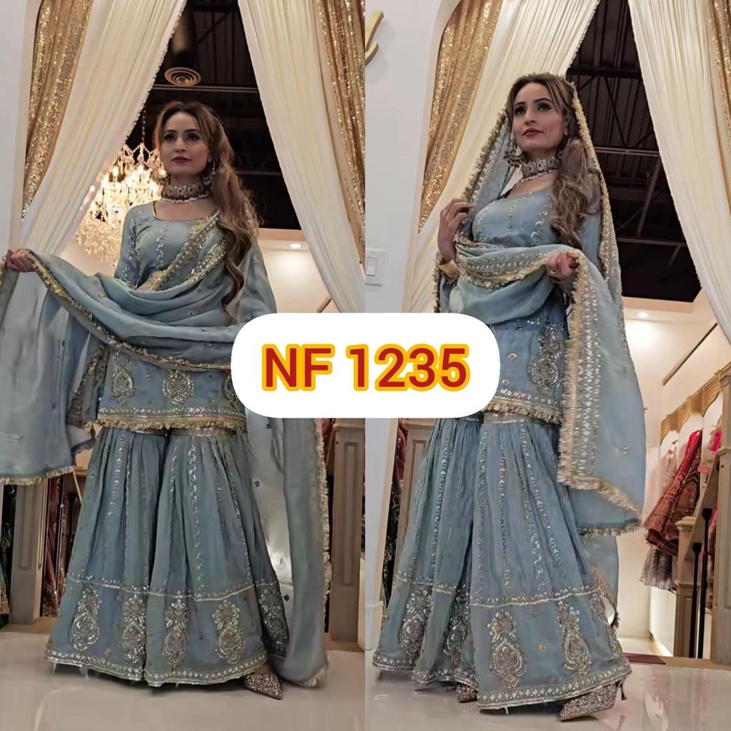 Indian Bollywood Salwar Kameez Designer Beautiful Party Wear Top Sharara Suit VSQ-2189