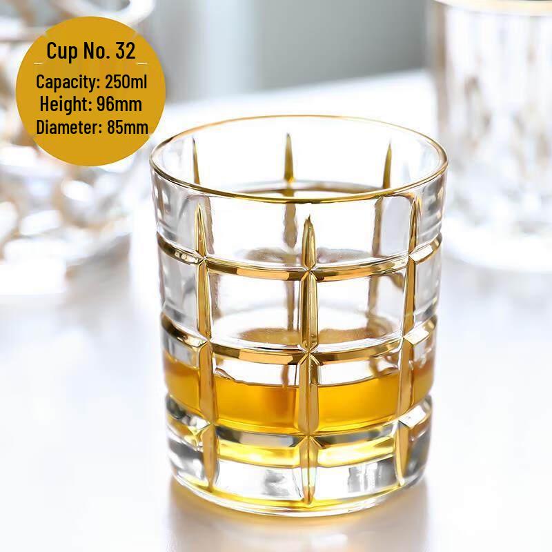 Light Luxury Gold-Rimmed Crystal Whiskey Glass