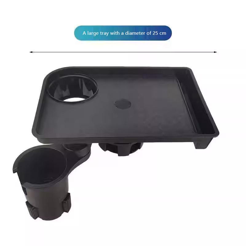 Car Cup Holder Tray with Double Cup Holder Dining Table Food Car Tray Portable Adjustable Beverage Holder