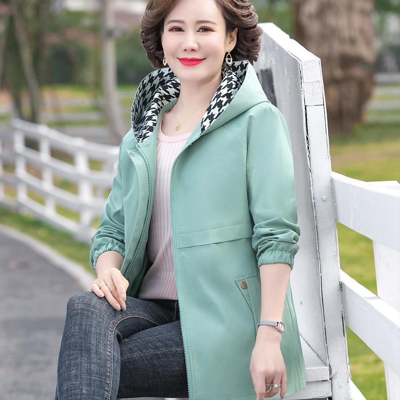 Spring Autumn Hooded Trench Coat Fashion Casual Women Windbreaker Mid Length Outwear Mother Coats
