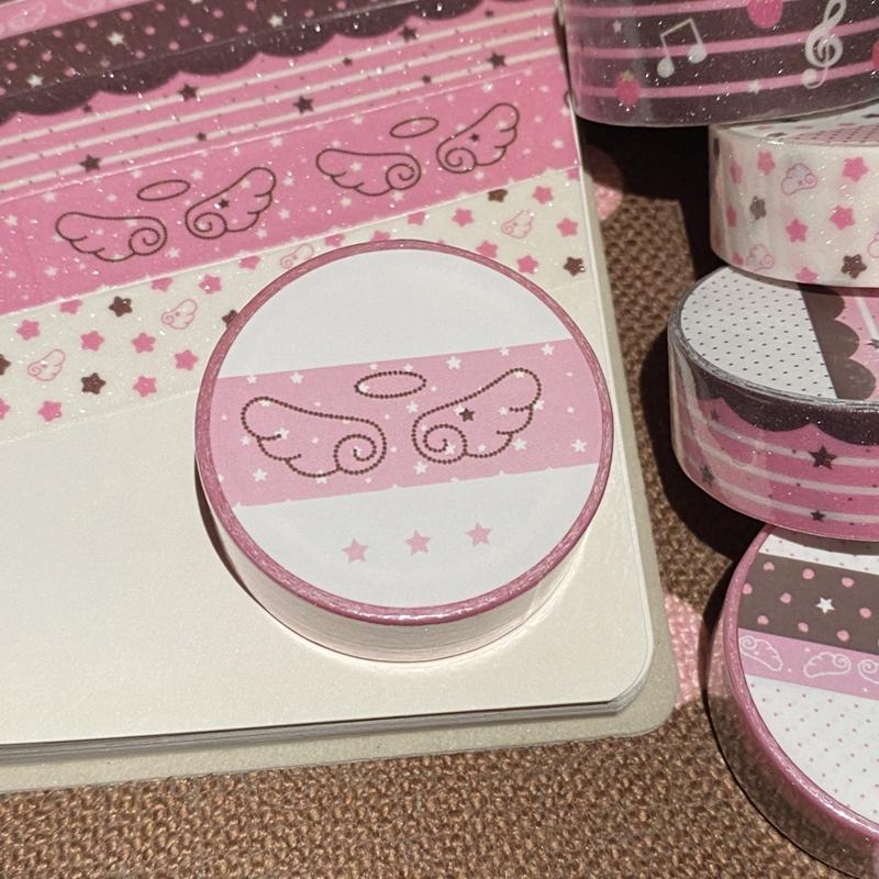 

MINKYS New Kawaii Sparkling Love Wing Landscaping Washi Tape Journal DIY Decotative Masking Tapes Stationery