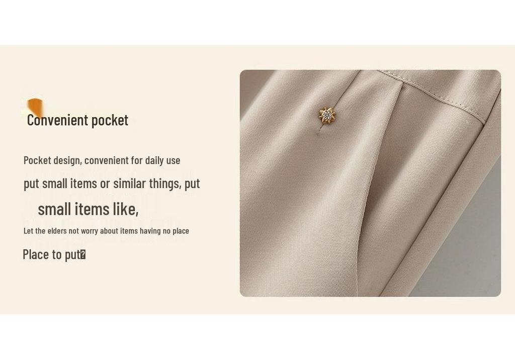 Summer Elastic Waist Loose Women's Pants: Breathable, Comfortable Straight Leg for Middle-Aged and Elderly