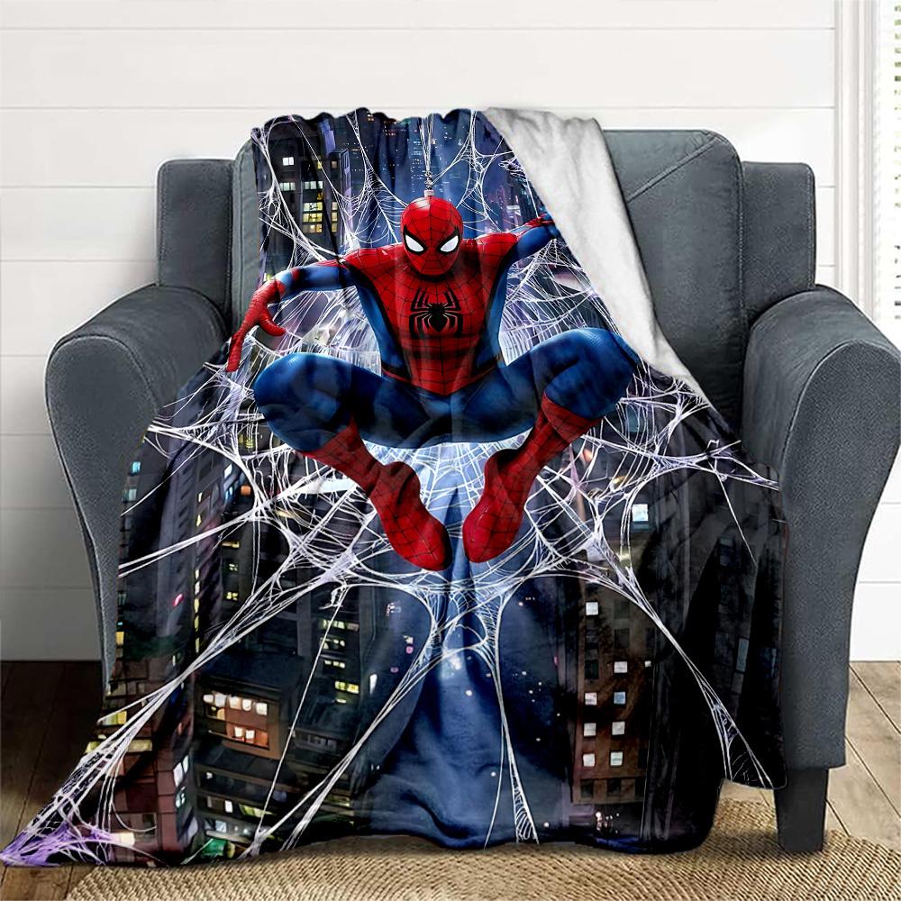Spider-Man Web Outdoor Flannel Throw Blanket - HD Printed Lightweight Soft Warm All-Season Blanket for Sofa, Bed, Travel, Camping 1203048