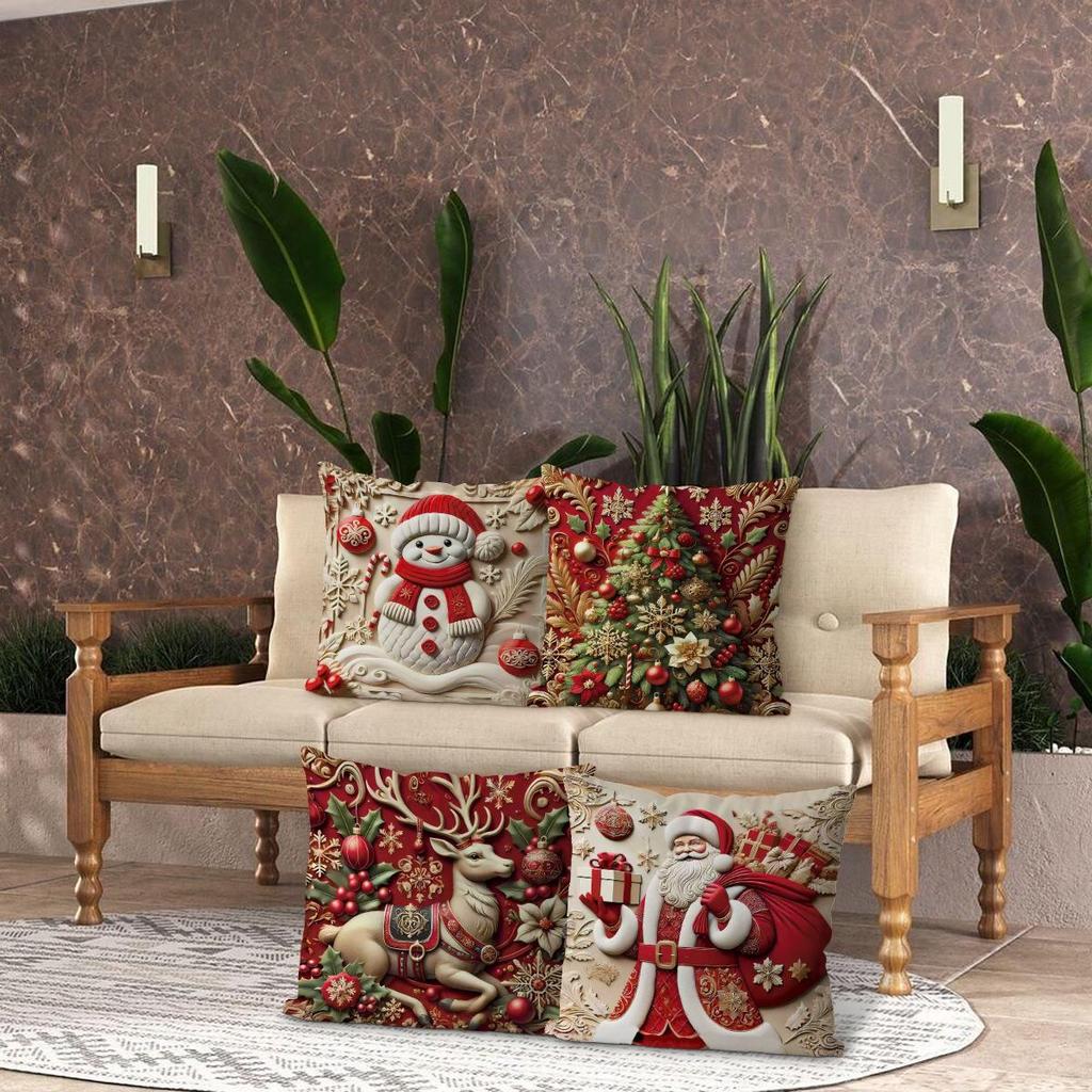 Hot-Selling Short Plush Peach Skin Christmas Pillowcase: Living Room Sofa Back Cushion Decor