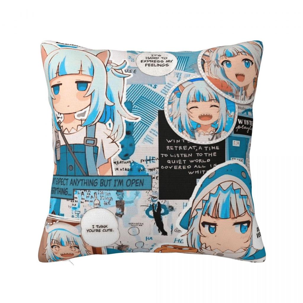 Pillow Cover Gura Gawr Cute Design Cushion Cover Kawaii Pillow Case For Sofa Home Decoration Pillowcases