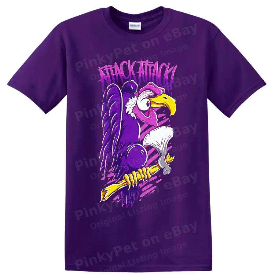 Attack Attack Metalcore Vulture Graphic T Shirt Neon Purple Concert Band Tee