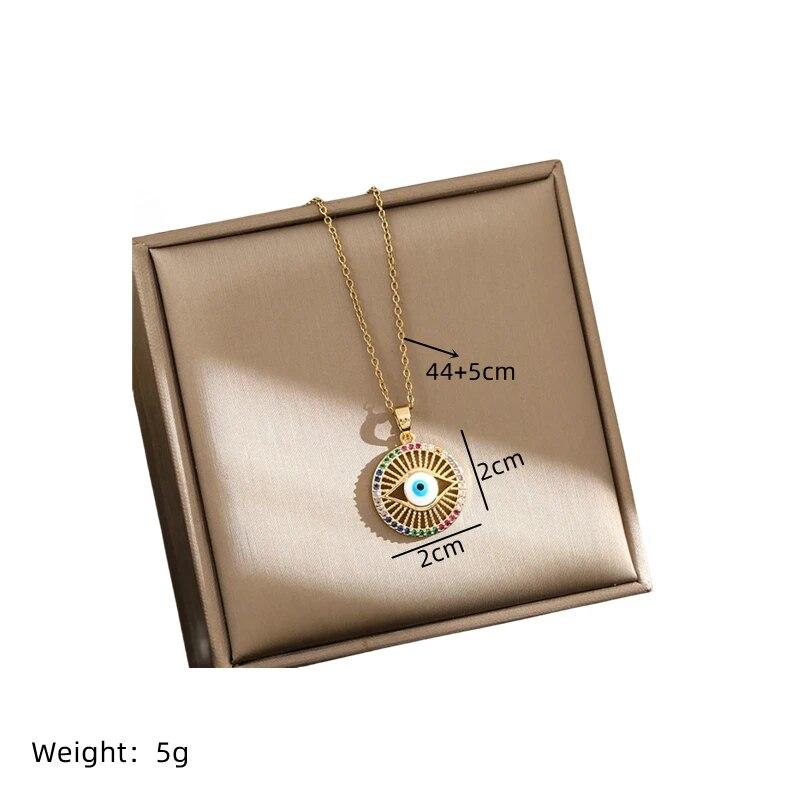 1 Stück Luxus Wind Teufelsauge Kupfer Anhänger Titanstahl Kette Vergoldete Halskette Modeaccessoires