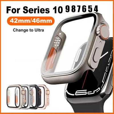Glass+Case For Apple Watch S10 42mm 46mm Screen Protector Cover Change To Ultra Bumper Case Cover For iWatch Series 10 987654SE