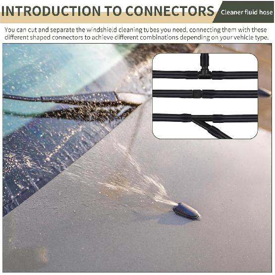 Tesnaao 30 PCS Car Windshield Washer Hose Kit, 13.1Ft Washer Fluid Hose & T-type Y-type I-type Hose Connector, Connect Water Pump and Nozzle Mounting