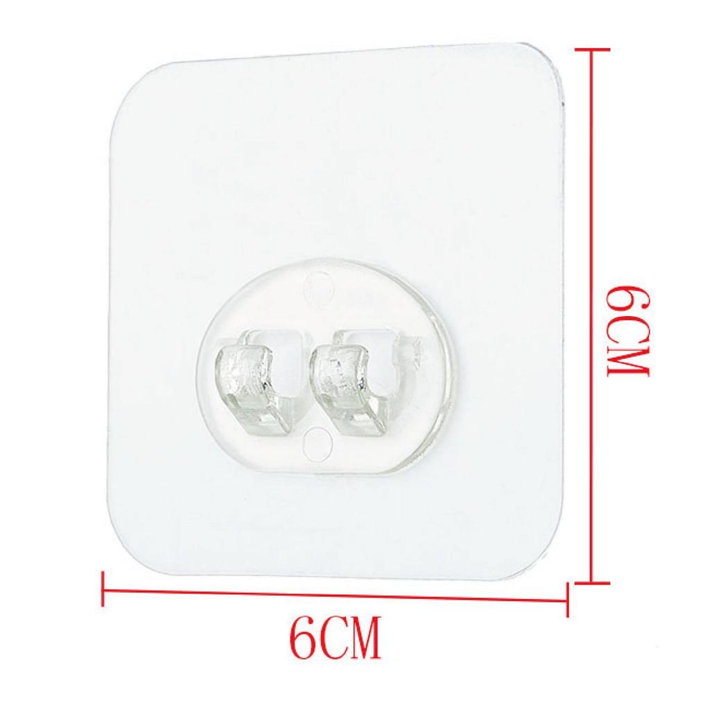 Multi-layer Adhesive Wall-Mount Storage Rack with Transparent Hooks for Bathroom